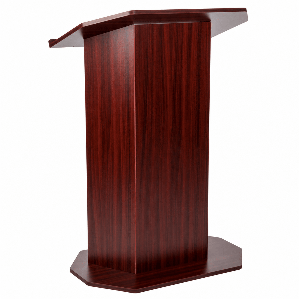 Mobile Lectern with Open Back & Shelf — Mahogany Portable Lectern OLILCTOPBSM - thePodiumsStore