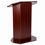 Mobile Lectern with Open Back & Shelf — Mahogany Portable Lectern OLILCTOPBSM - thePodiumsStore