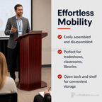 Mobile Lectern with Open Back & Shelf — Mahogany Portable Lectern OLILCTOPBSM - thePodiumsStore