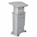 Motorized Height-Adjustable Aluminum Podium Height Adjustable Lectern 1ALADJ Silver Top & Base No Logo - thePodiumsStore
