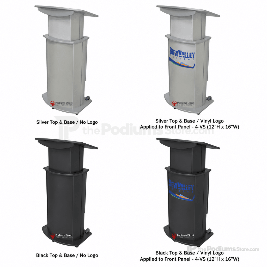Motorized Height-Adjustable Aluminum Podium Height Adjustable Lectern 1ALADJ Silver Top & Base No Logo - thePodiumsStore
