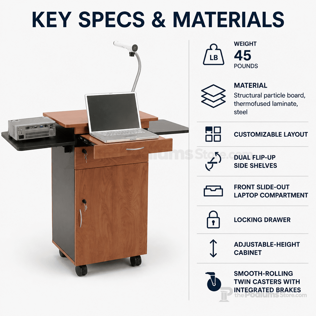 Multimedia AV Cart with Locking Storage (PS-MMC) AV Cart MMC - thePodiumsStore