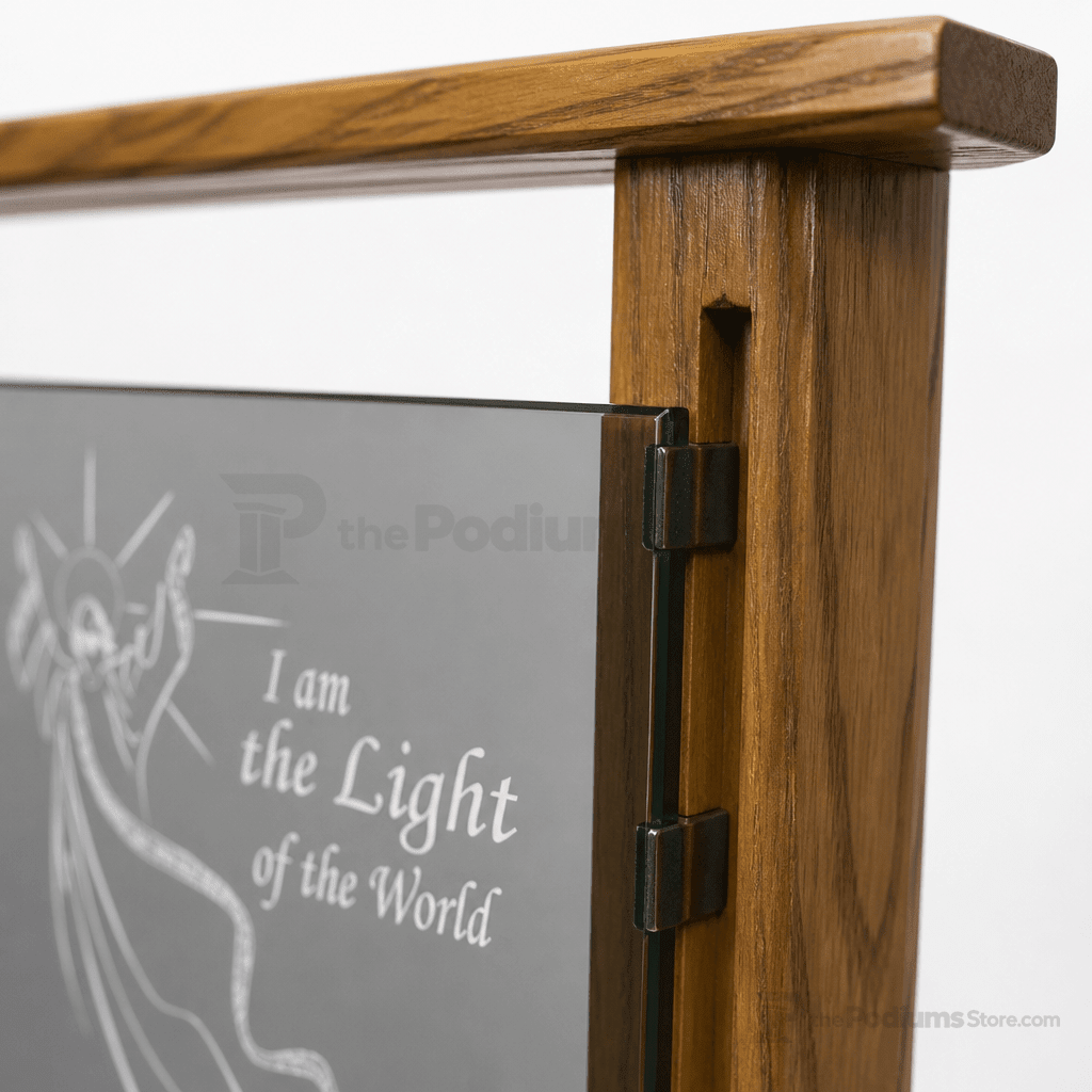 Neos Glass & Wood Church Pulpit (PS-NC13) Glass Pulpit NC13 Black Lacquer - thePodiumsStore