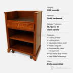 NIJ Level III Bullet-Resistant Security Workstation Security Workstation DEF339-O Oak Wood Natural (Clear Stain) - thePodiumsStore