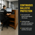 NIJ Level III Bullet-Resistant Security Workstation Security Workstation DEF339-O Oak Wood Natural (Clear Stain) - thePodiumsStore