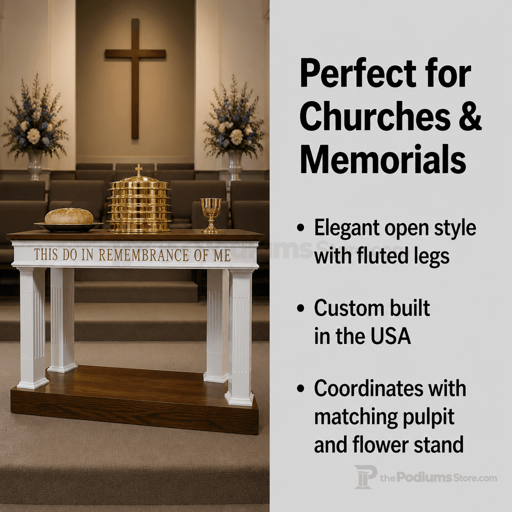 Open-Style Fluted Wood Communion Table (PS-8405) Communion Table 8405 Light Oak 35 - thePodiumsStore