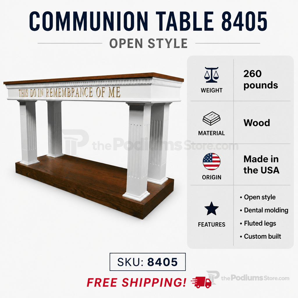 Open-Style Fluted Wood Communion Table (PS-8405) Communion Table 8405 Light Oak 35 - thePodiumsStore