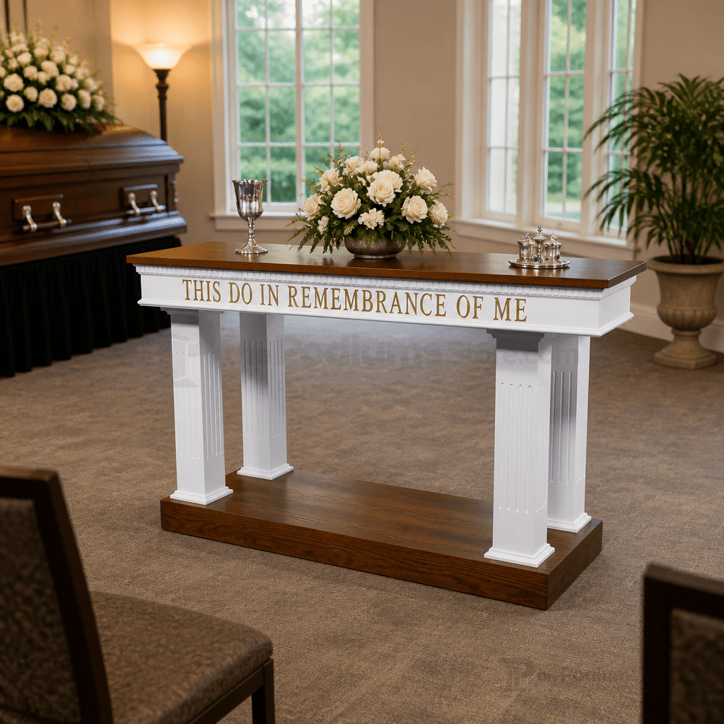 Open-Style Fluted Wood Communion Table (PS-8405) Communion Table 8405 Light Oak 35 - thePodiumsStore