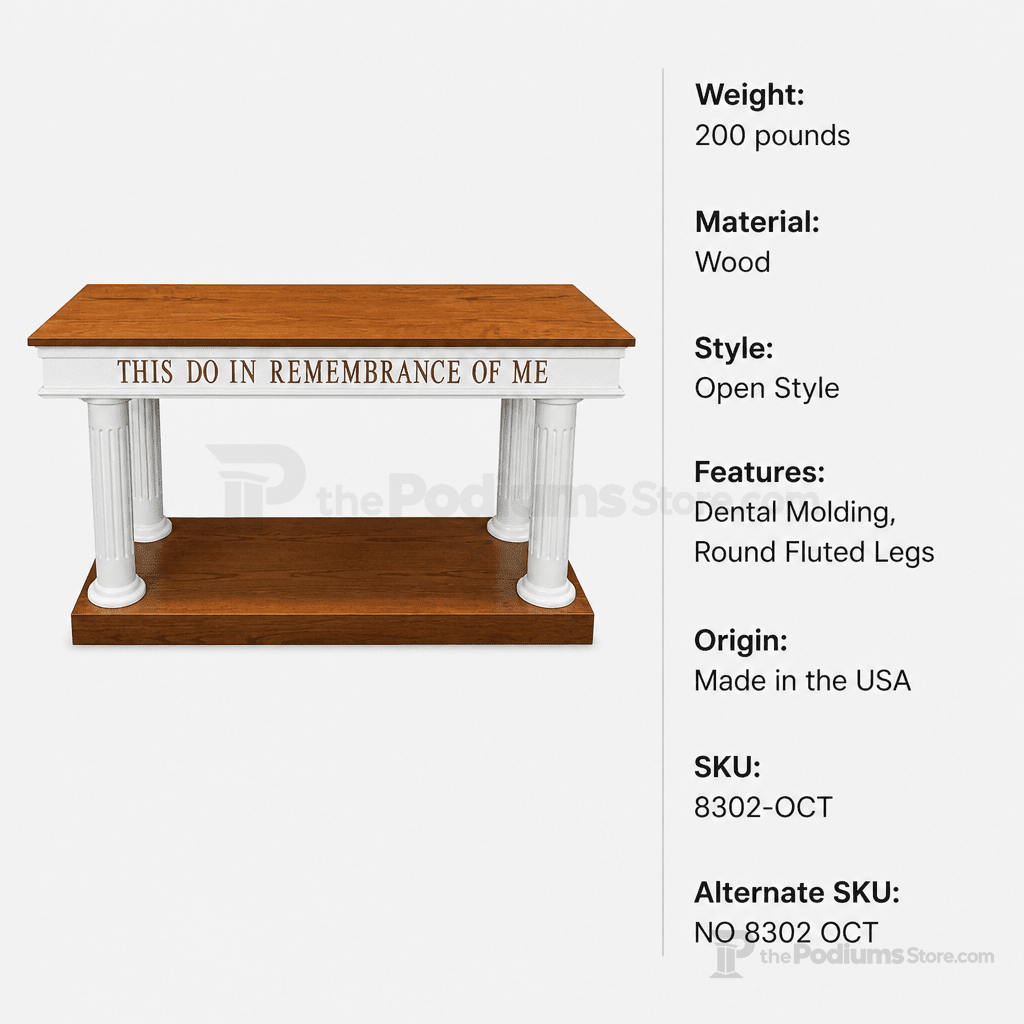 Open-Style Octagonal Wood Communion Table (PS-8302-OCT) Communion Table 8302-OCT Light Oak 35 No White - thePodiumsStore