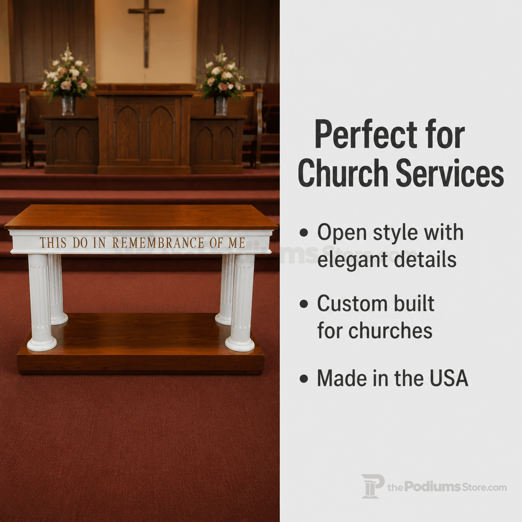 Open-Style Octagonal Wood Communion Table (PS-8302-OCT) Communion Table 8302-OCT Light Oak 35 No White - thePodiumsStore