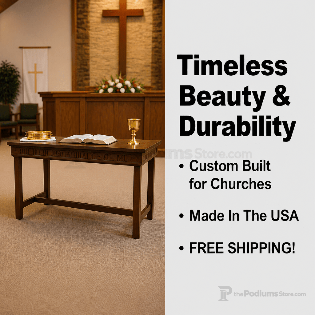 Open-Style Wood Communion Table (PS-905) Communion Table No. 905 Light OaK 35 - thePodiumsStore