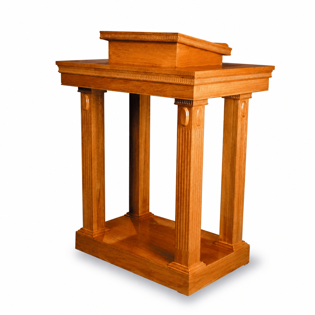 Open Tiered-Top Wood Church Pulpit (PS-120) Church Wood Pulpit TOP-120 Light Oak 35 - thePodiumsStore