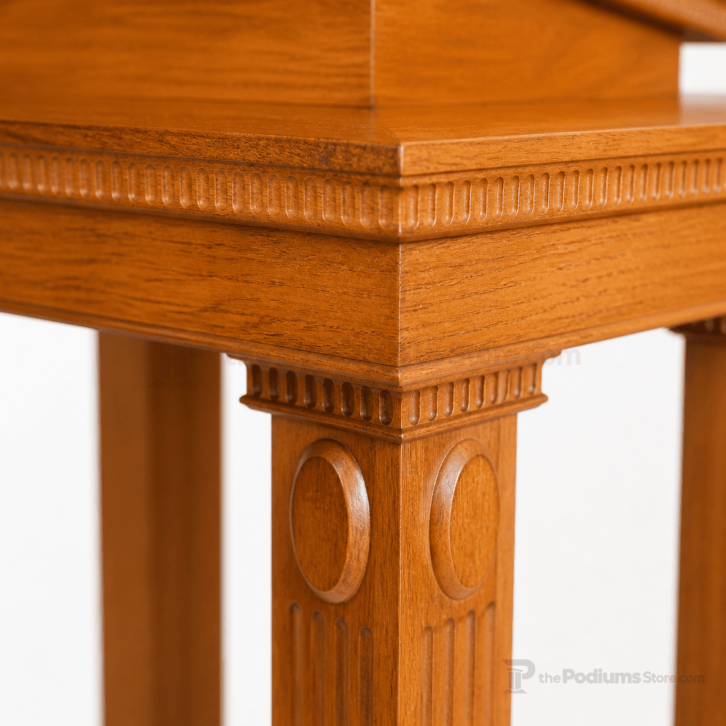 Open Tiered-Top Wood Church Pulpit (PS-120) Church Wood Pulpit TOP-120 Light Oak 35 - thePodiumsStore