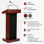 Orator Fixed-Height Sound Lectern (PS-800X) Sound Lectern 800X Mahogany No Accessories No Battery - thePodiumsStore