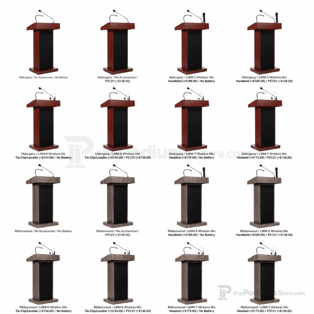Orator Fixed-Height Sound Lectern (PS-800X) Sound Lectern 800X Mahogany No Accessories No Battery - thePodiumsStore