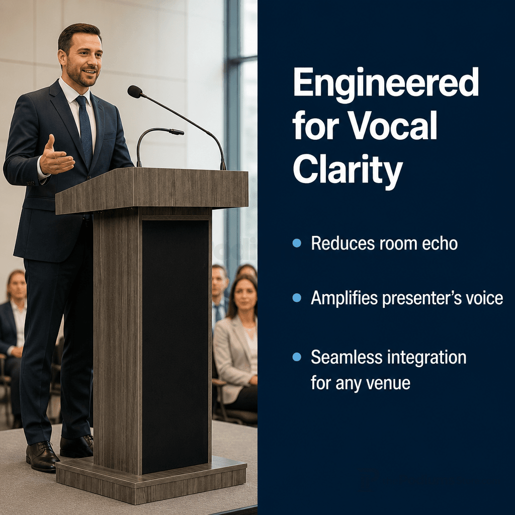 Orator Fixed-Height Sound Lectern (PS-800X) Sound Lectern 800X Mahogany No Accessories No Battery - thePodiumsStore
