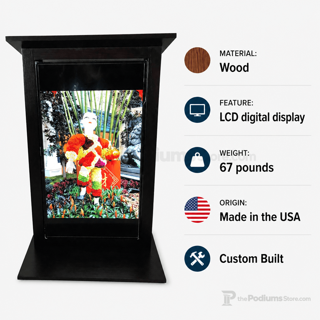 PC-LCD Wood Lectern with Digital Display LCD Display Lectern PD-LCD Light Oak 35 - thePodiumsStore