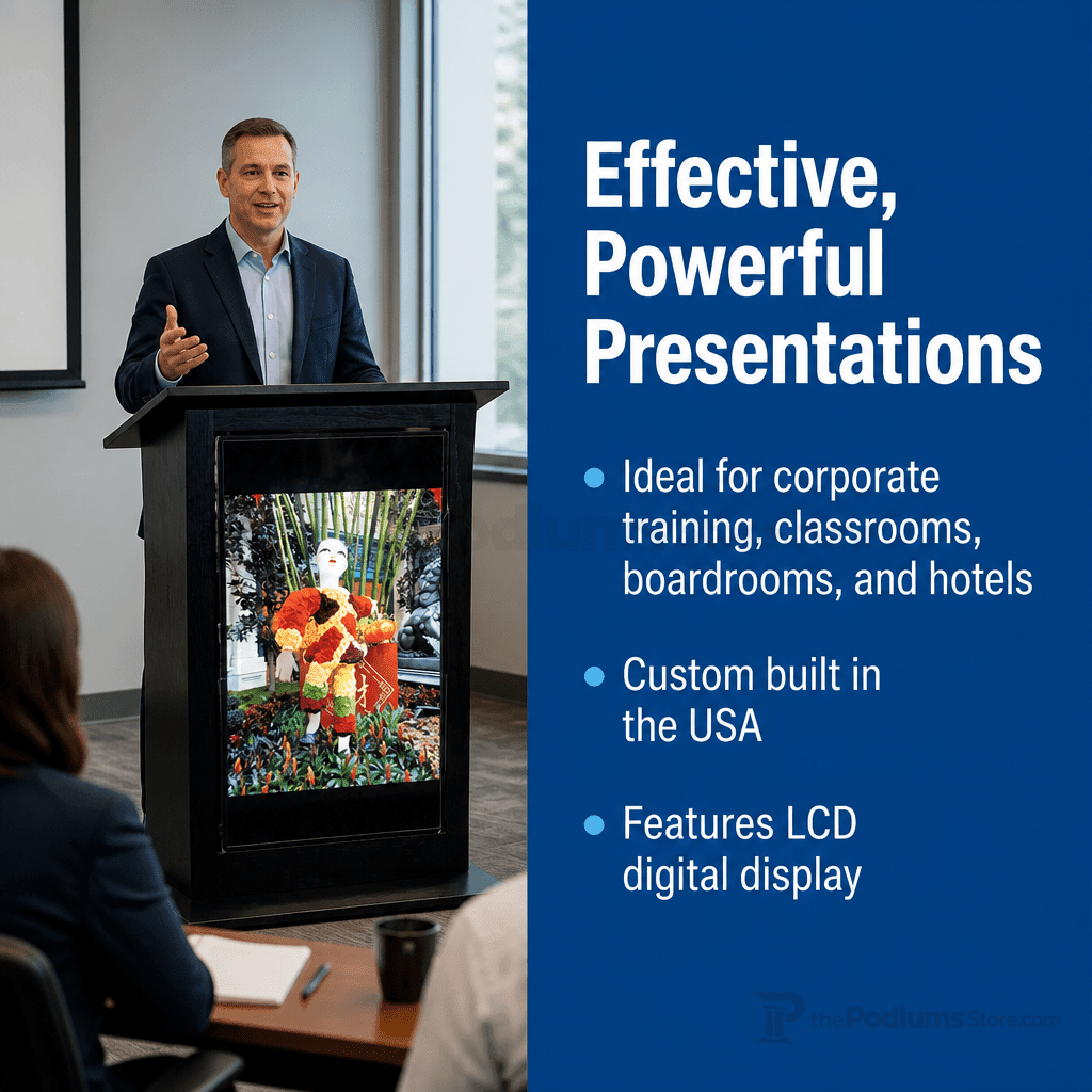 PC-LCD Wood Lectern with Digital Display LCD Display Lectern PD-LCD Light Oak 35 - thePodiumsStore