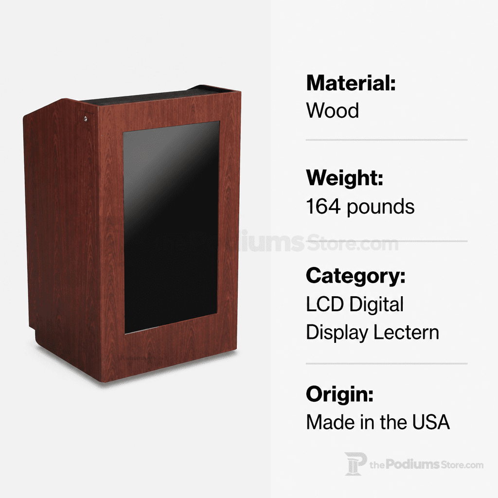PD-4896 Wood Lectern with LCD Monitor LCD Display Lectern 4896-LCD Light Oak 35 No Monitor - thePodiumsStore