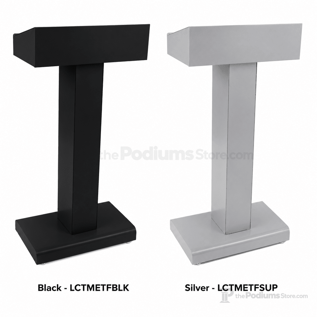 Pedestal Metal Truss Lectern — Black or Silver Metal Truss Lectern LCTMETFBK Black - LCTMETFBLK - thePodiumsStore