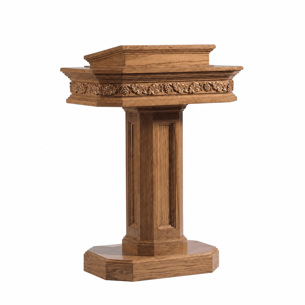 Pedestal Wood Church Pulpit (PS-5402) Church Wood Pulpit NO 5402 Light Oak 35 - thePodiumsStore