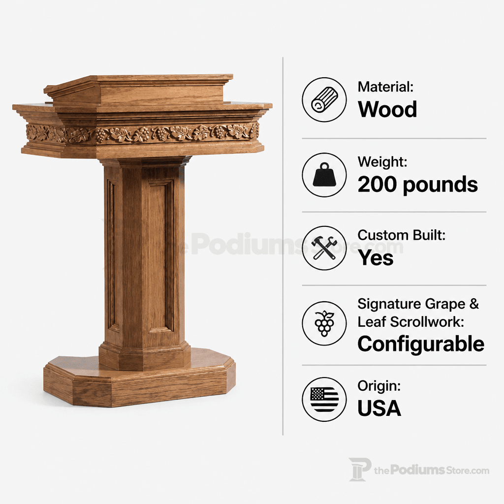 Pedestal Wood Church Pulpit (PS-5402) Church Wood Pulpit NO 5402 Light Oak 35 - thePodiumsStore