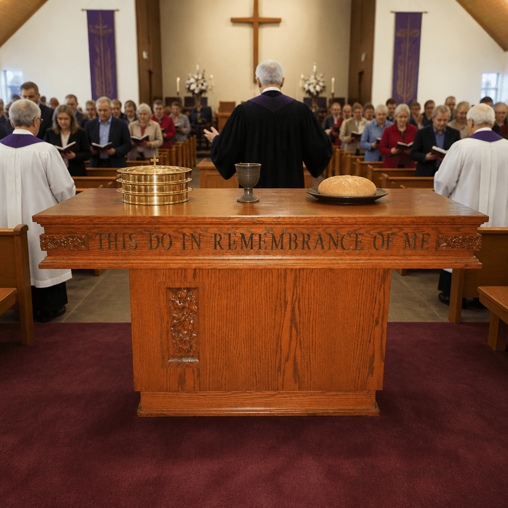 Pedestal Wood Communion Table (PS-560) Communion Table NO 560 Light Oak 35 - thePodiumsStore