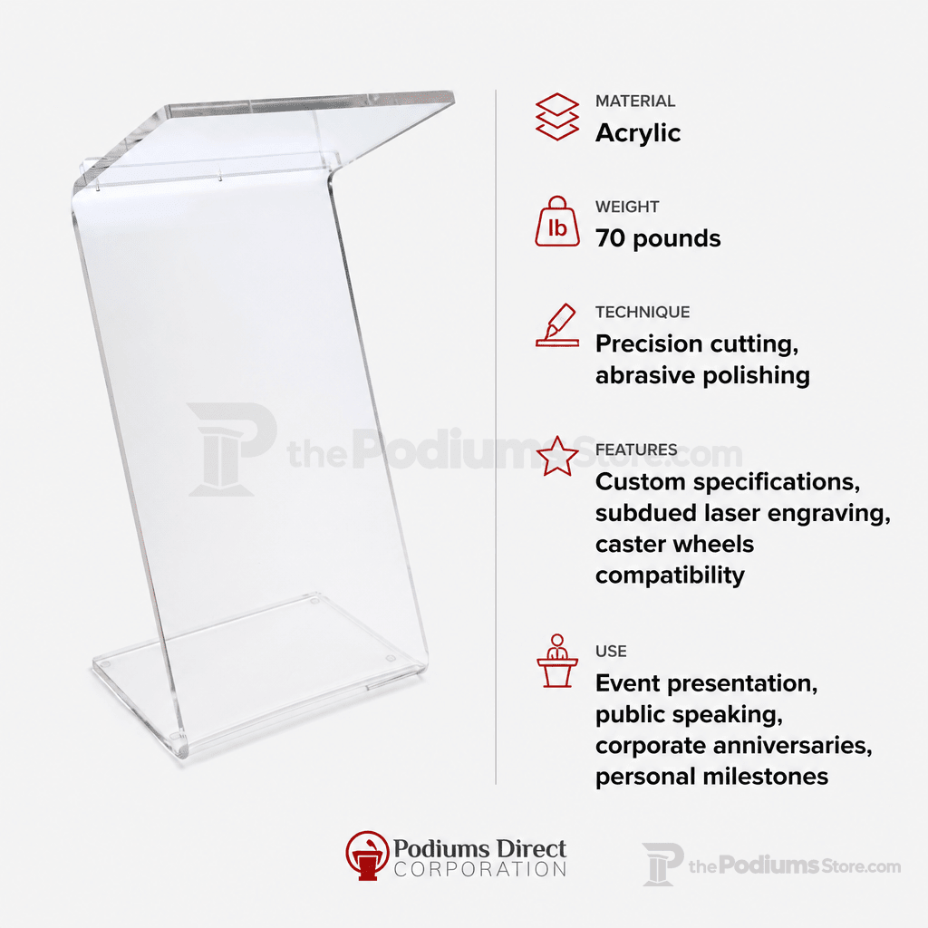 Plateau Clear Acrylic Lectern Acrylic Lectern LECTZ - thePodiumsStore