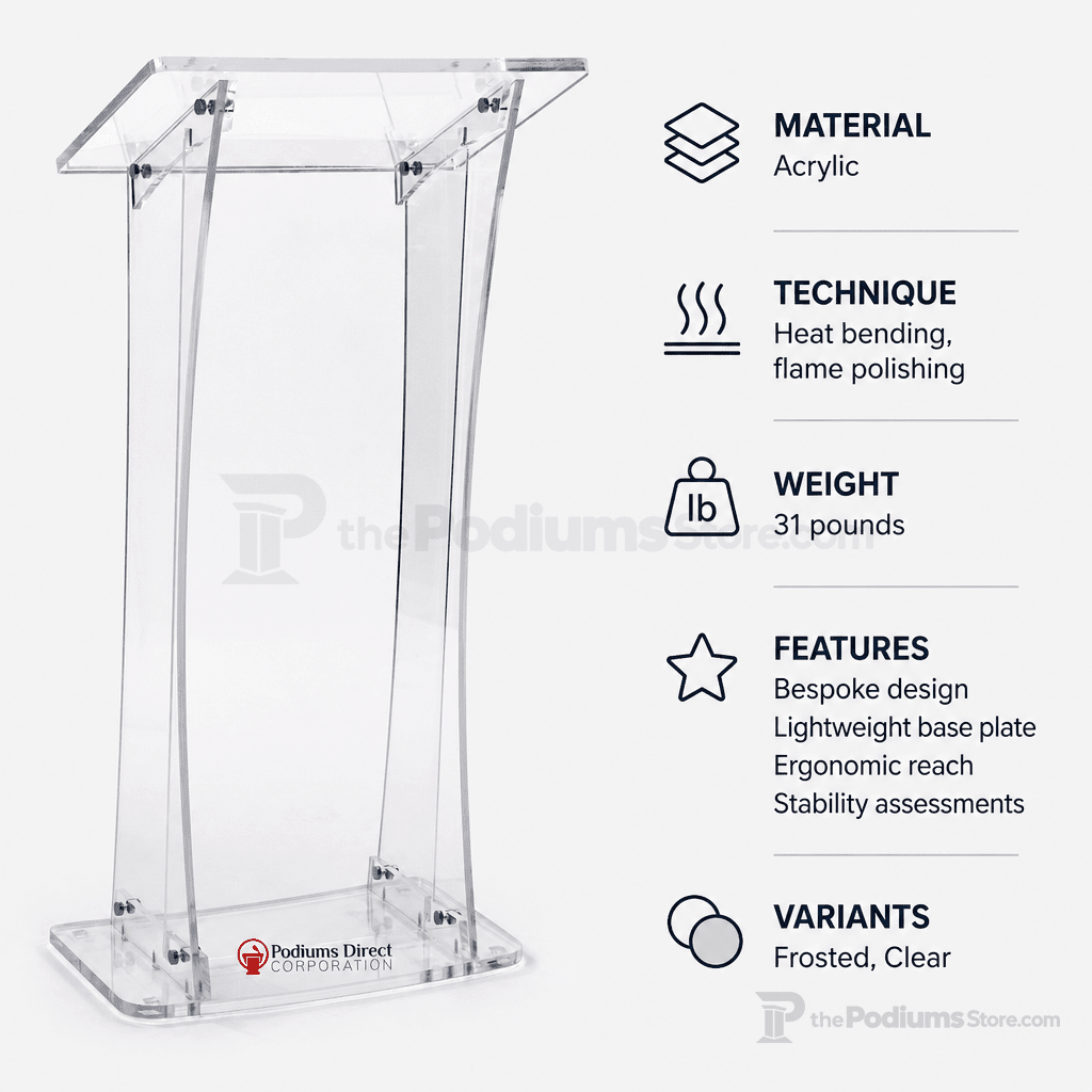 Portable Acrylic Lectern Acrylic Lectern KDUVLECF Frosted - thePodiumsStore