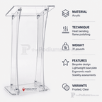 Portable Acrylic Lectern Acrylic Lectern KDUVLECF Frosted - thePodiumsStore