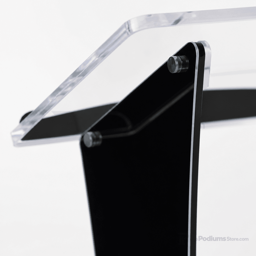 Portable Curved Acrylic Lectern Acrylic Lectern KDUVLEBKC Black/Clear - thePodiumsStore