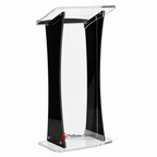 Portable Curved Acrylic Lectern Acrylic Lectern KDUVLEBKC Black/Clear - thePodiumsStore