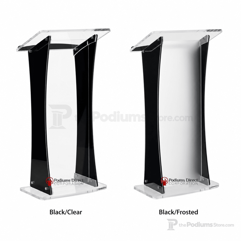 Portable Curved Acrylic Lectern Acrylic Lectern KDUVLEBKC Black/Clear - thePodiumsStore