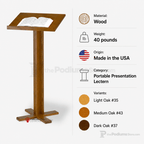 Portable Lectern / Speaker Stand — Oak (PS-T-35) Portable Lectern T-35 Light Oak 35 - thePodiumsStore