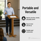 Portable Lectern / Speaker Stand — Oak (PS-T-35) Portable Lectern T-35 Light Oak 35 - thePodiumsStore