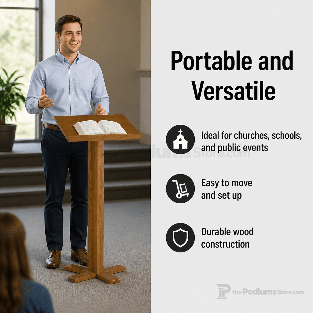 Portable Lectern / Speaker Stand — Oak (PS-T-35) Portable Lectern T-35 Light Oak 35 - thePodiumsStore