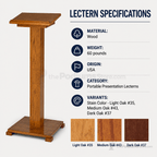 Portable Presentation Lectern — Oak (PS-T-15) Portable Lectern T-15 Light Oak 35 - thePodiumsStore