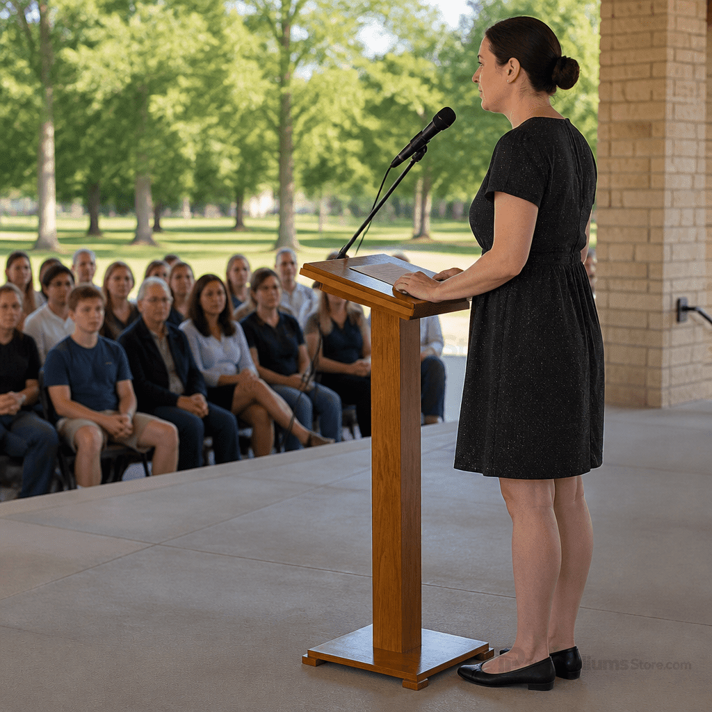 Portable Presentation Lectern — Oak (PS-T-15) Portable Lectern T-15 Light Oak 35 - thePodiumsStore