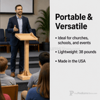 Portable Presentation Lectern — Oak (PS-T-30) Portable Lectern T-30 Light Oak 35 - thePodiumsStore