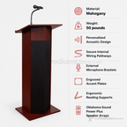 Power Plus Sound Lectern — Mahogany (PS-111-PLS) Sound Lectern 111PLS Mahogany No Accessories No Battery - thePodiumsStore