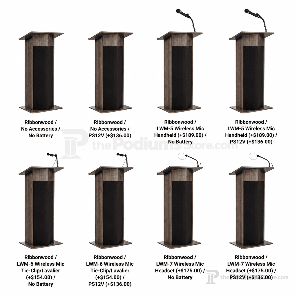 Power Plus Sound Lectern — Ribbonwood (PS-111-PLS) Sound Lectern 111PLS Ribbonwood No Accessories No Battery - thePodiumsStore