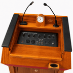 Presidential Evolution Podium with Sound (PS-PRES500-EV) Hardwood Lectern PRES500-EV-O Oak Wood - Natural (Clear Coat) Black No Logo - thePodiumsStore