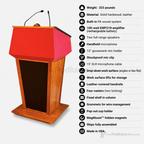 Presidential Evolution Podium with Sound (PS-PRES500-EV) Hardwood Lectern PRES500-EV-O Oak Wood - Natural (Clear Coat) Black No Logo - thePodiumsStore