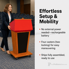 Presidential Evolution Podium with Sound (PS-PRES500-EV) Hardwood Lectern PRES500-EV-O Oak Wood - Natural (Clear Coat) Black No Logo - thePodiumsStore