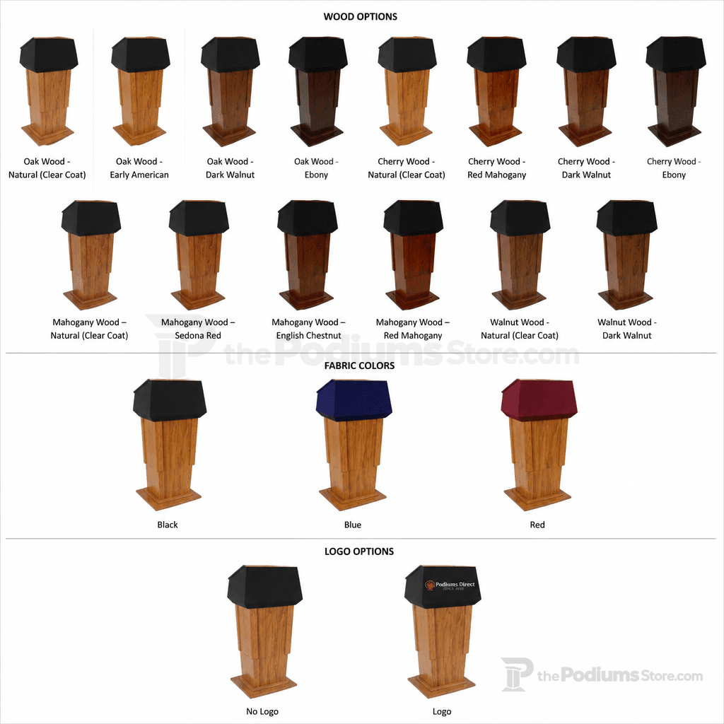 Presidential Lift Solid Hardwood Lectern (PS-PRES500-LIFT) Hardwood Lectern PRES500-LIFT Oak Wood - Natural (Clear Coat) Black No Logo - thePodiumsStore