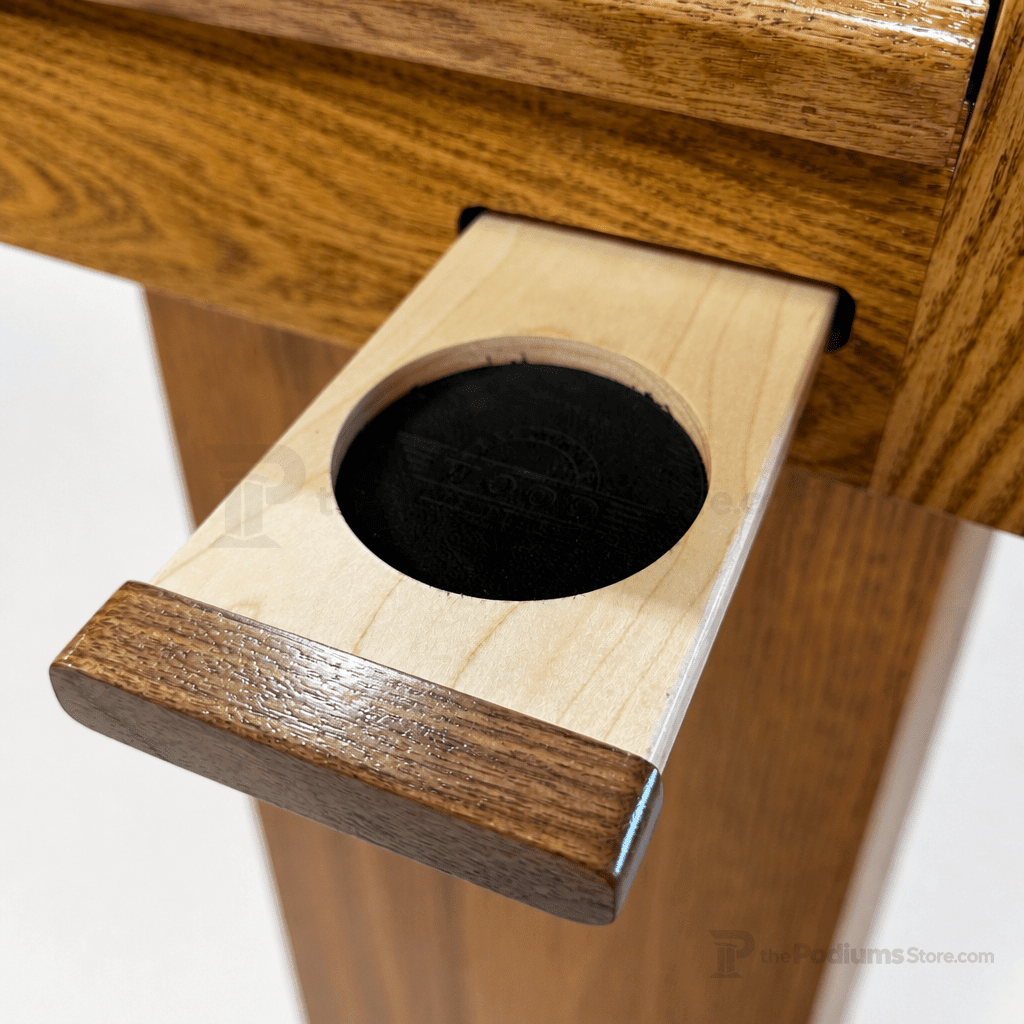 Presidential Lift Solid Hardwood Lectern (PS-PRES500-LIFT) Hardwood Lectern PRES500-LIFT Oak Wood - Natural (Clear Coat) Black No Logo - thePodiumsStore