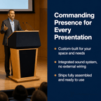 Presidential Plus Evolution Podium with Sound (PS-PRES900-EV) Hardwood Lectern PRES900-EV-O Oak Wood - Natural (Clear Coat) Black No Logo - thePodiumsStore