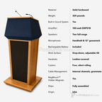 Presidential Plus Evolution Podium with Sound (PS-PRES900-EV) Hardwood Lectern PRES900-EV-O Oak Wood - Natural (Clear Coat) Black No Logo - thePodiumsStore