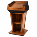Presidential Plus Solid Hardwood Podium (PS-PRES900) Hardwood Lectern PRES900 Oak Wood - Natural (Clear Coat) Black No Logo - thePodiumsStore