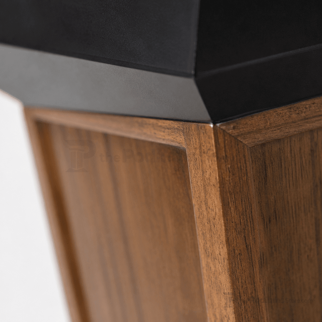 Presidential Plus Solid Hardwood Podium (PS-PRES900) Hardwood Lectern PRES900 Oak Wood - Natural (Clear Coat) Black No Logo - thePodiumsStore